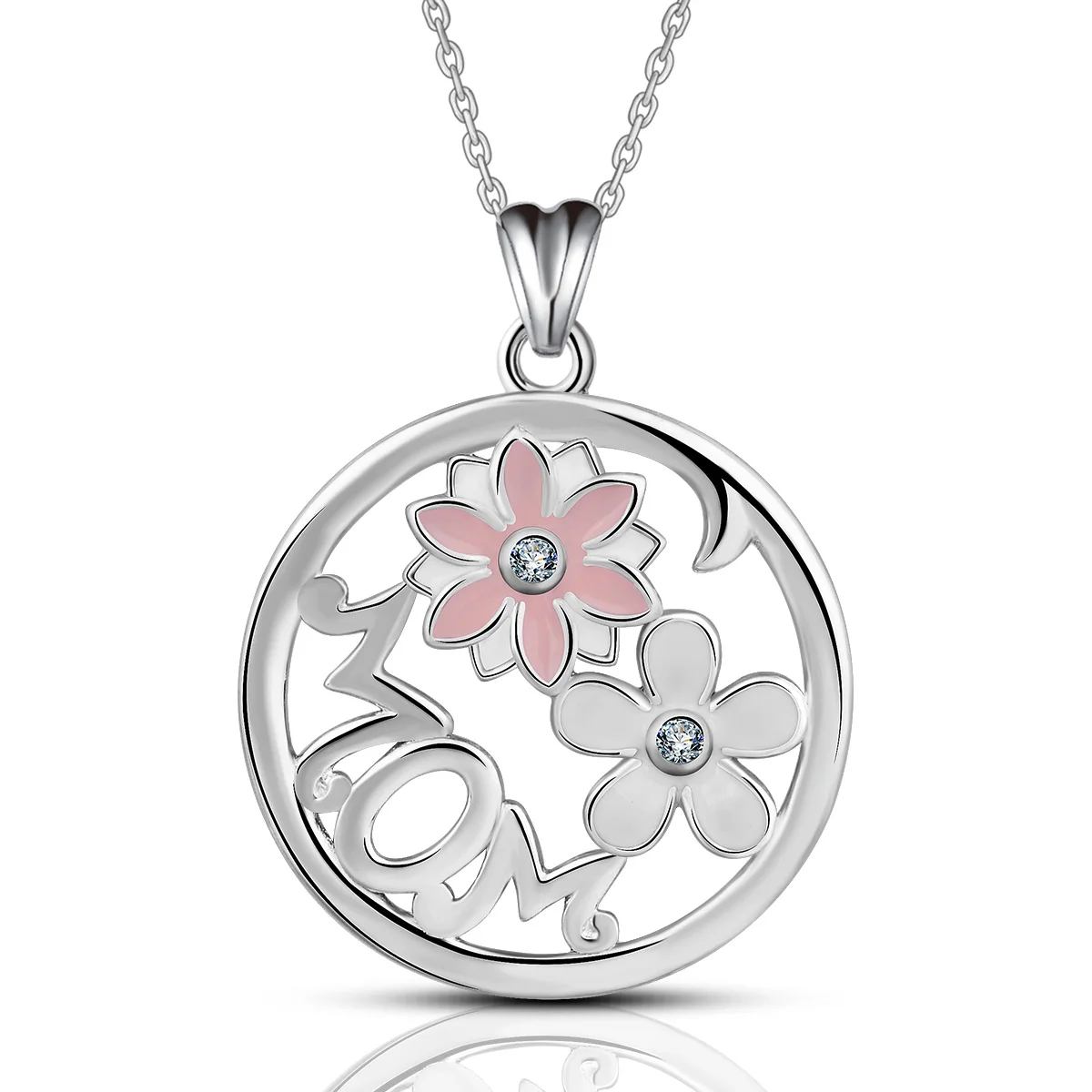 

Rhodium Plated Copper 925 Sterling Silver Spirit Gemstone Flower Shaped For Mom Gift Necklace Pendant