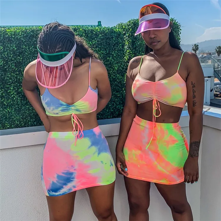 

Young lady yoga set shorts short women two piece summer tie dye short sets, As pic shown and support oem