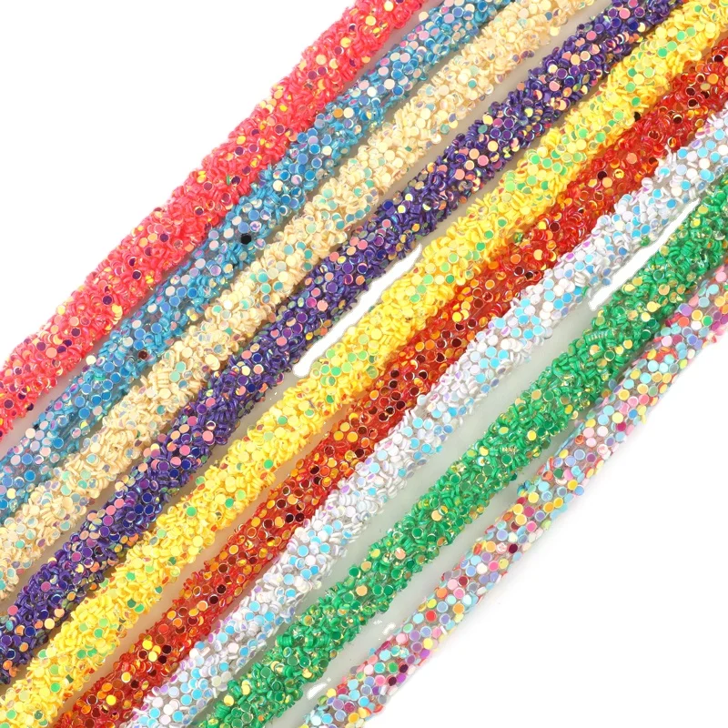 

6MM Tube Crystal Glitter Rhinestone Sequins Rope For Shoes decoration, Colors