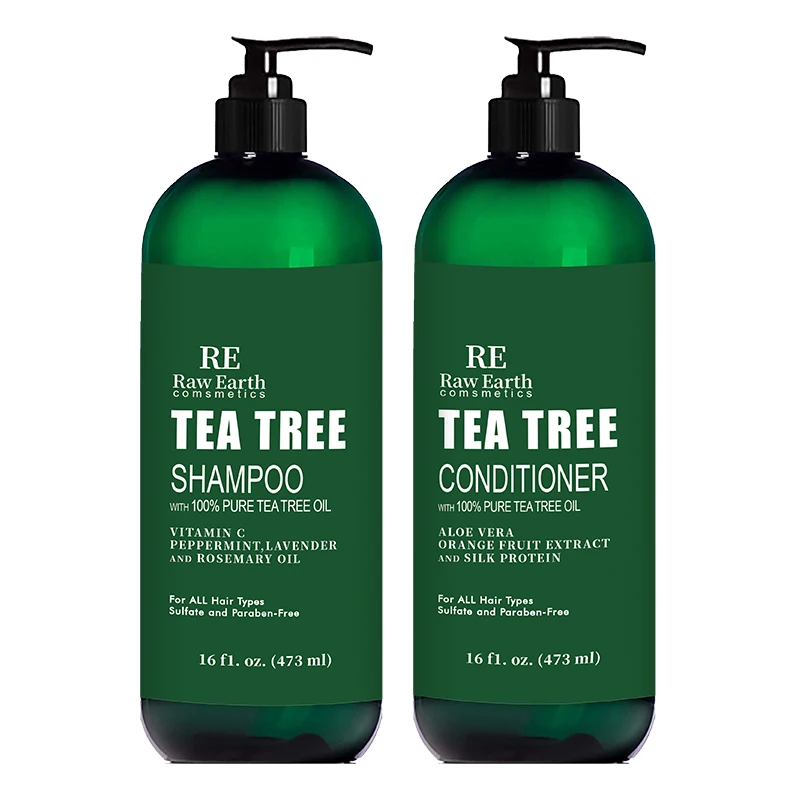 

RAW EARTH Tea Tree Shampoo and Conditioner Set - with 100% Pure Tea Tree Oil, for Itchy and Dry Scalp