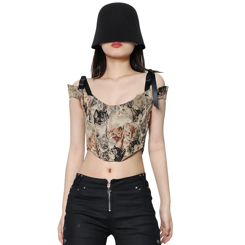 TWOTWINSTYLE Fashion Sleeveless Patchwork Embroidery Bandage Tops Women'S Vests