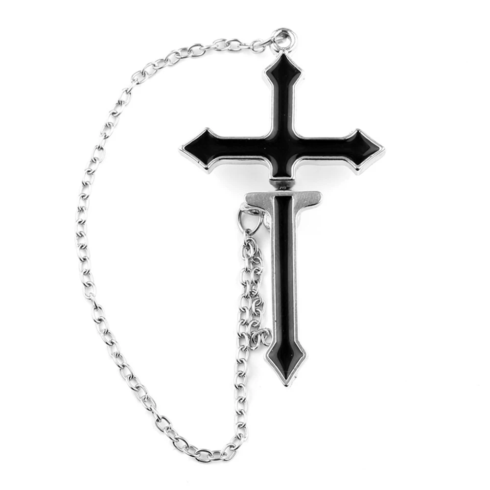 

1Pcs New Punk Cross Earrings Fashion Vintage Long Chain Zipper Stud Earrings For Women Men Party Hip hop Streetwear Jewelry, Picture shows