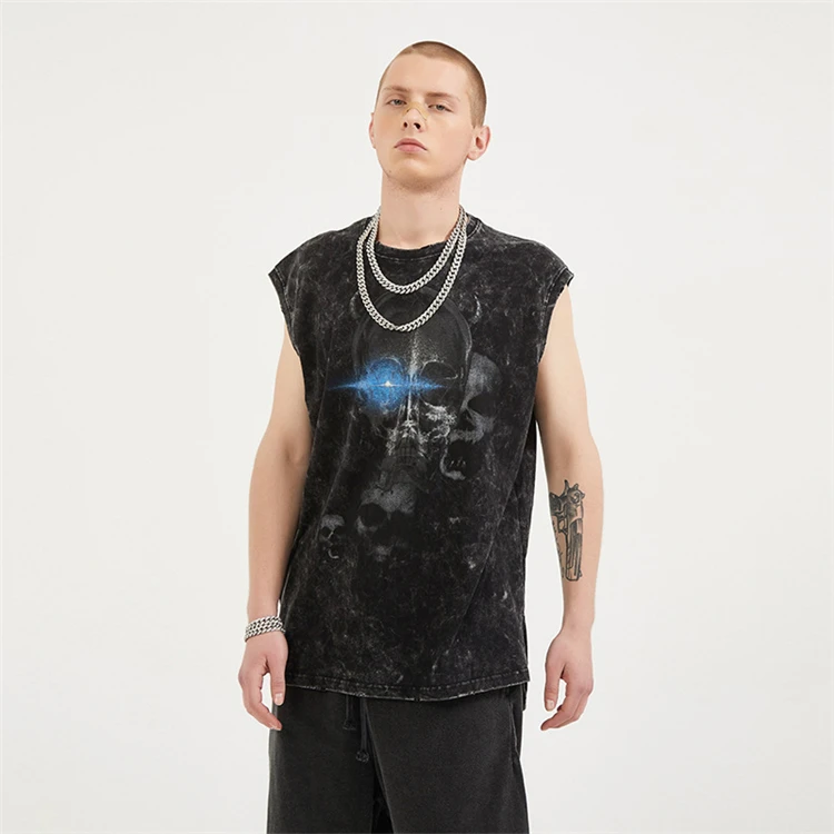 

Wholesale High Street Vest T-shirt Sleeveless Skull Tank Top Men's T-shirt