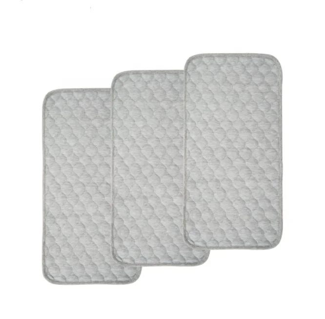 

3 Count Gray Snow White Bamboo Quilted Thicker Waterproof Changing Pad Liners Portable Roll Up Package Baby Changing Mat Cushion