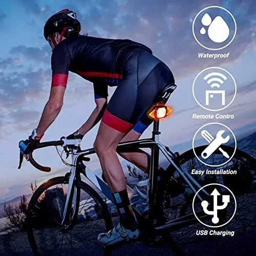 

Ultra Bright Wireless Remote Control Waterproof Bike Rear Light USB Rechargeable Bike Tail Light with Turn Signals