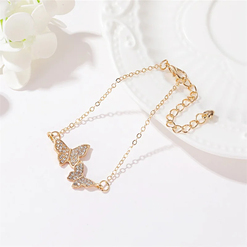 

Fashion rhinestone classic butterfly bracelet women gold plated jewelry accessories, As picture