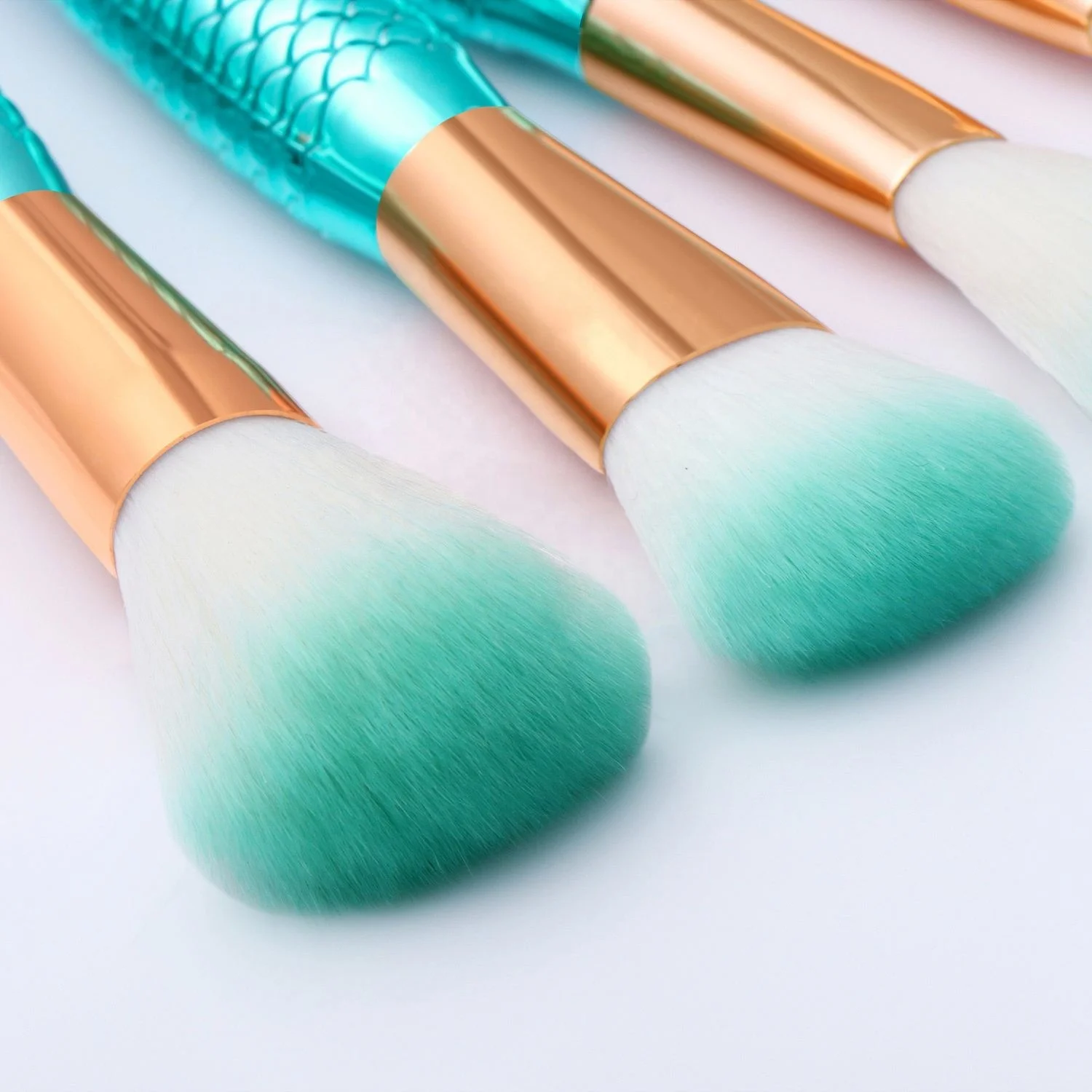 

Design Portable 11 Pcs Mermaid Makeup Brush Set Brushes Gradient Fishtail Eyeshadow, Pics