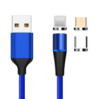 

2019 Wholesale 3 In 1 USB Cable Charger 3A Magnetic Nylon Braided USB Charging Cable For iPhone For Android