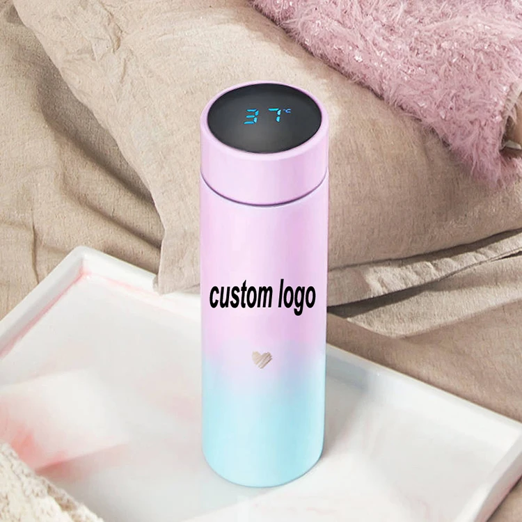 

Custom Print Logo 304 stainless steel insulated LED touch display temperature smart vacuum water bottle
