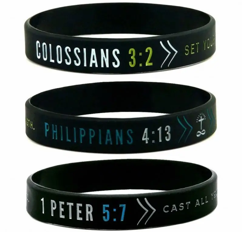 

Custom Faith Wristbands Bible Verses - Religious Christian Apparel Silicone Bracelets Gifts, Any pantone colors