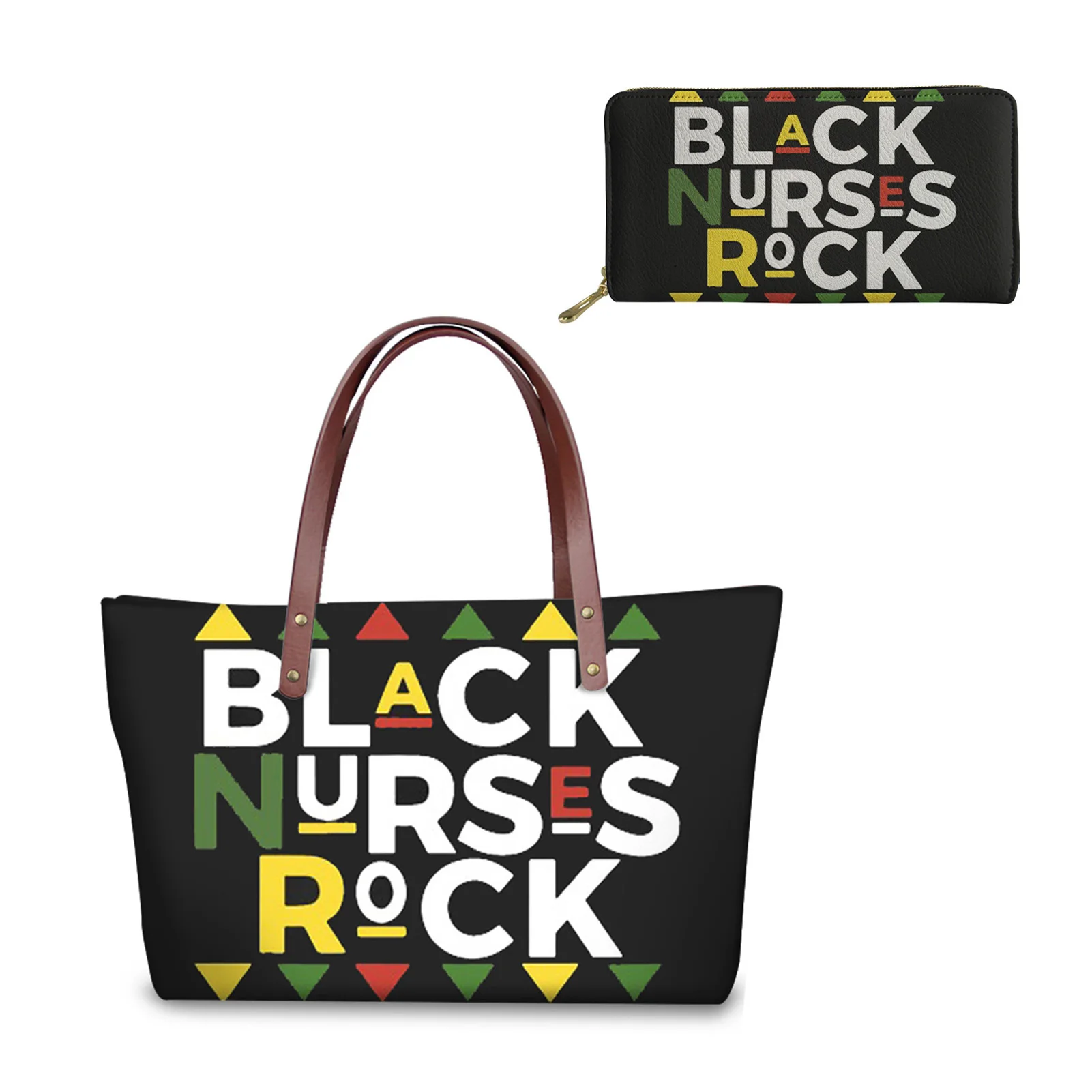 

african girls Handbags black nurses rock printing Women Large Tote Bags Custom Logo Shoulder Bags girls purse and wallet, Customizable
