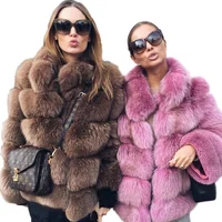 

2019 winter factory direct sales fashion women pink super soft warm faux fox fur coat