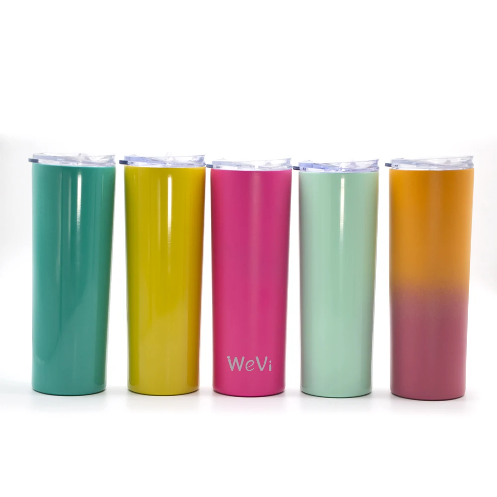 
WeVi custom glitter sublimation tumbler with straw 16oz 20oz double wall stainless steel insulated vacuum coffee slim tumbler 