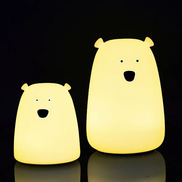 Wholesale factory cheaper price White color lovely bear animal silicone  baby night light