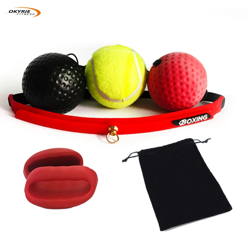 

OkyRie 2021 best Fitness Magic boxing reflex ball Training Punching ball Boxing headband Speed Ball with silicon headband, Black red yellow or customized