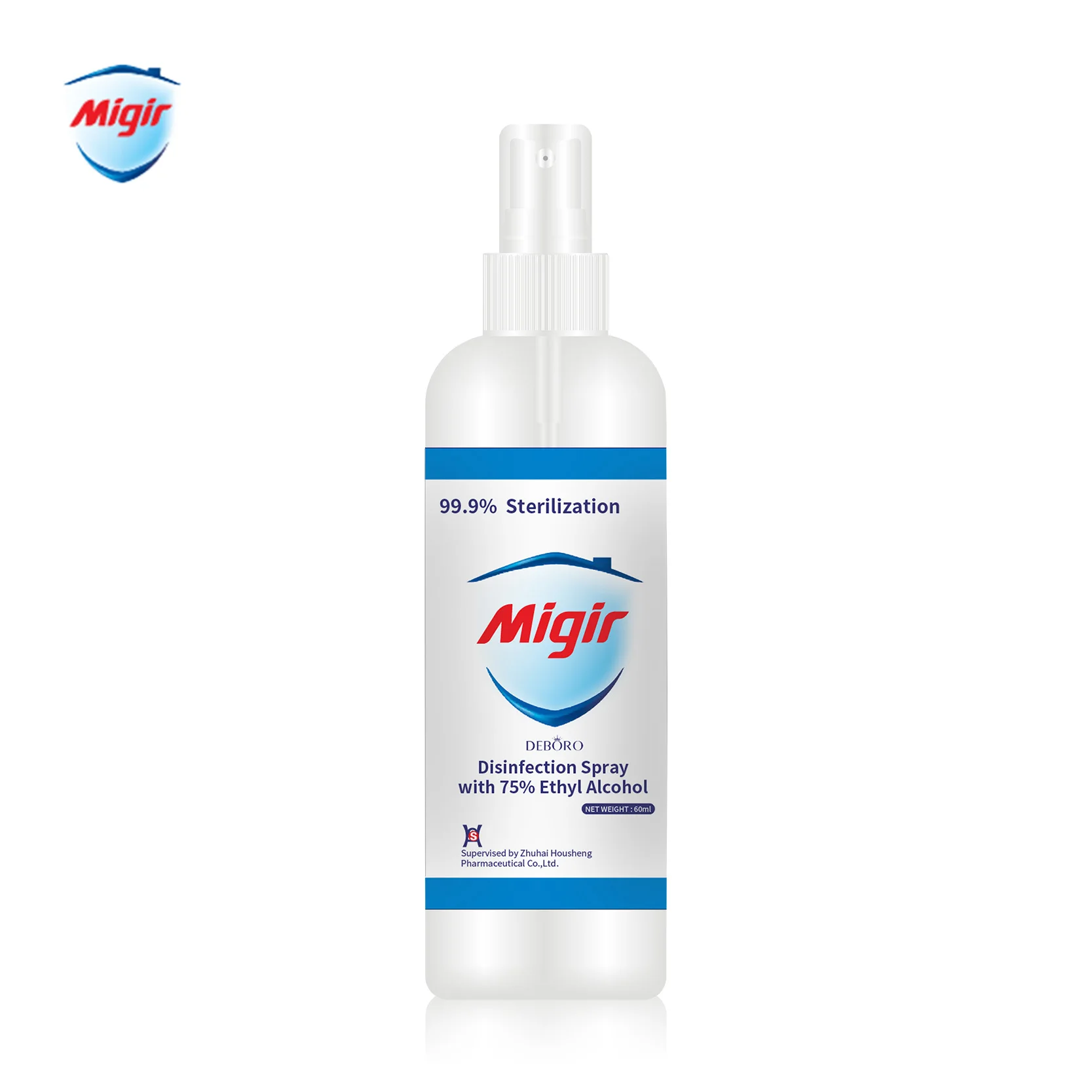 

Migir Pocket Size Surface Antibacterial Hand Sanitizer Spray Sterilization and disinfection 75% Alcohol Spray 60ML, Transparent liquid