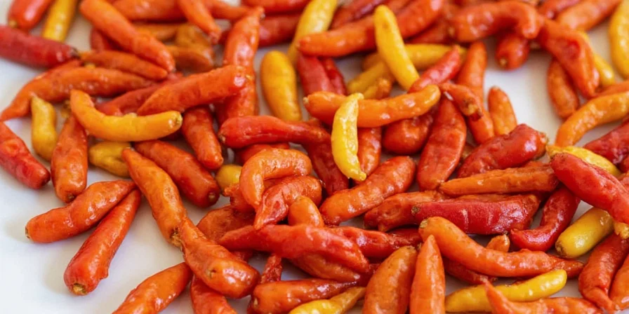 Dried habaneros stored in labeled glass jars