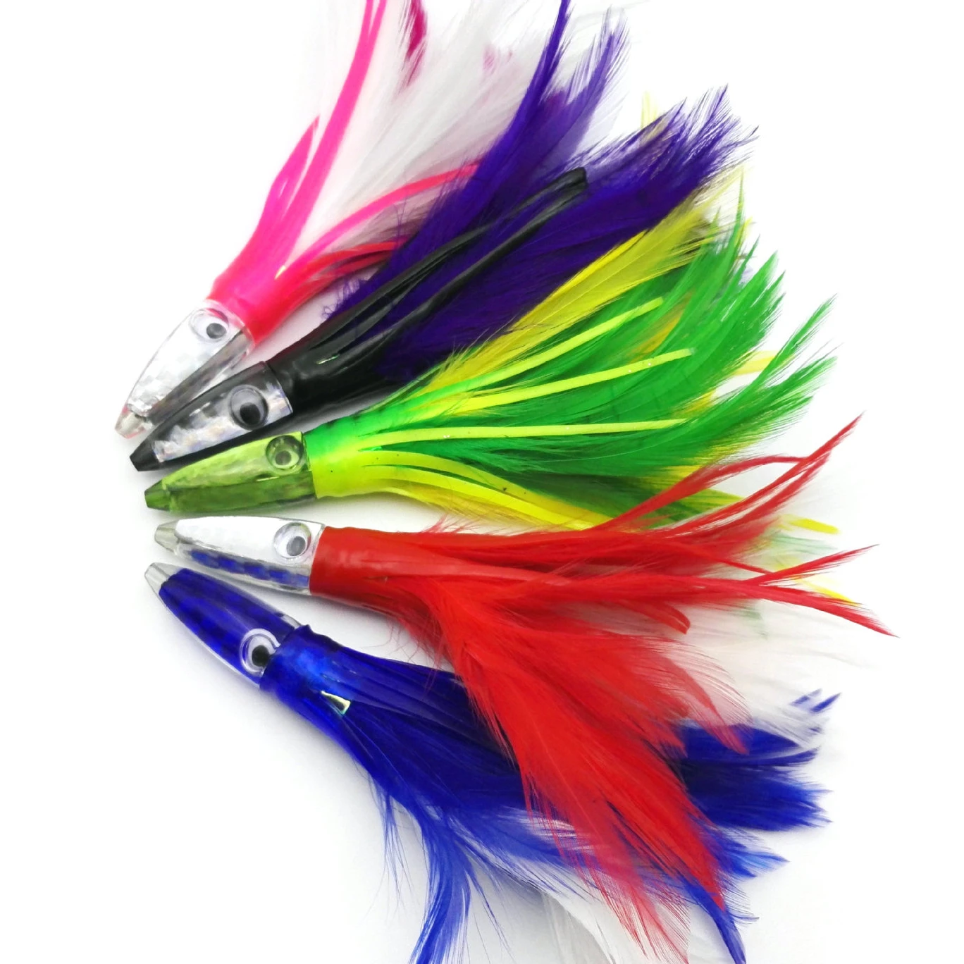 

Squid Jig 40mm 32g Trolling Bait Sea Fishing Lure With Feather Squid Skirt, 5colors