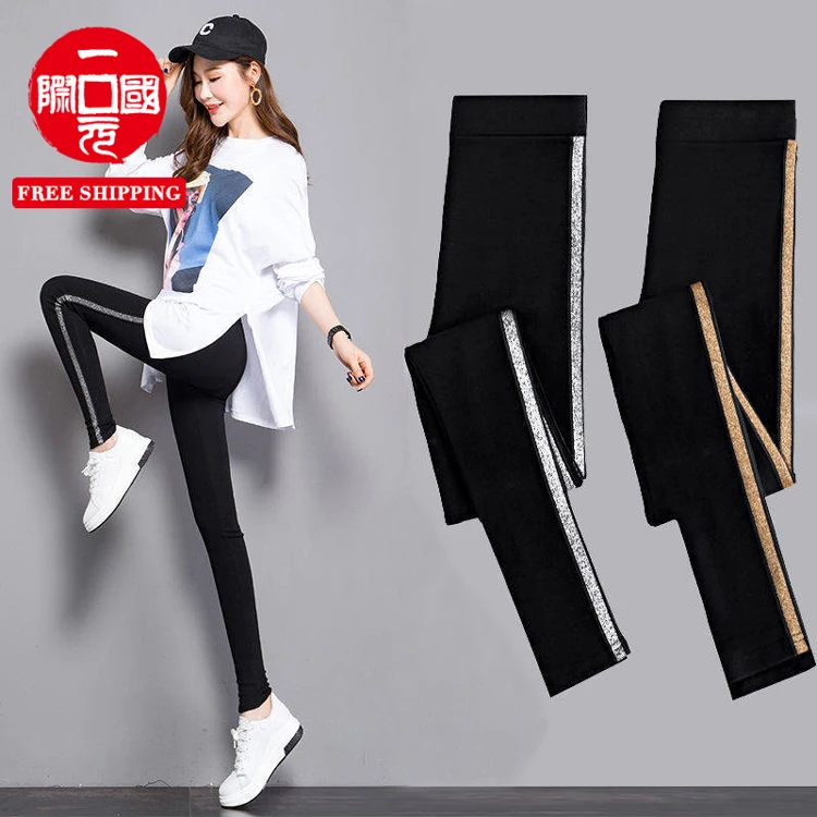 

leggings for women Spring and autumn side striped pants tight sports leggings