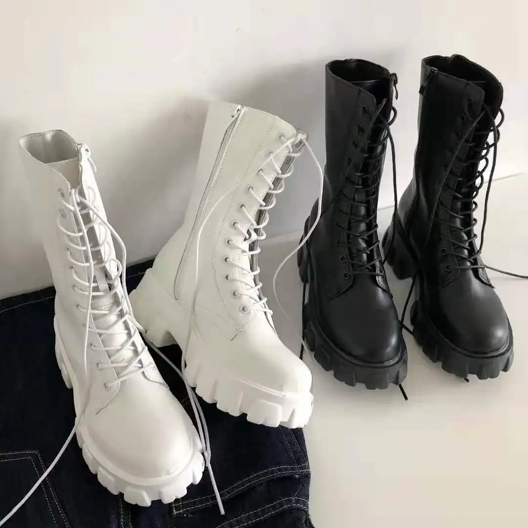 

2021 new style boots platform thick -soled shoes on women boots autumn winter boots for women shoes british style