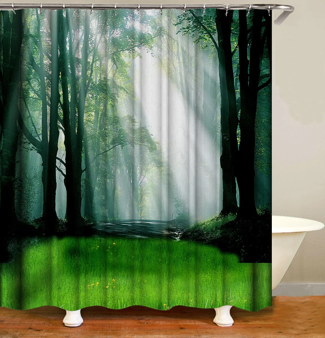 

i@home home goods custom print 100% polyester nature tree shower curtains 3d bathroom, As picture show