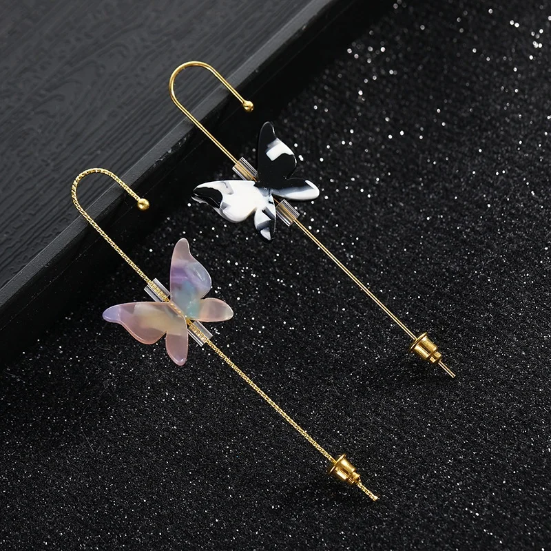 

Copper Women Fashion Body Jewelry Tragus Helix Clip On Earring Bone Gold Zircon Long Cartilage Ear Hook Clip Stud Ear Cuff, Mental earring