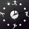 DIY Mute Wall Clock Football Figure Acrylic Crystal Full Length Morden 3D Clock