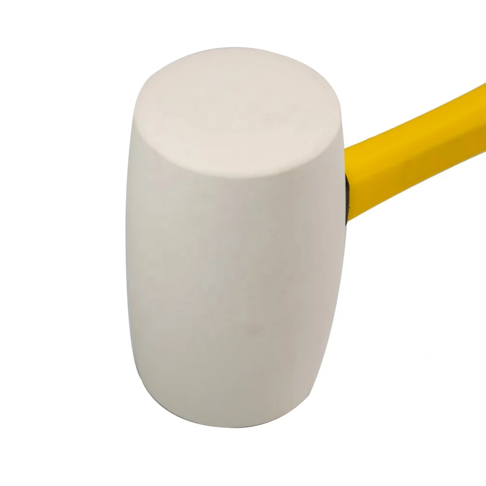White Color Rubber Mallet Hammer With Plastic Coated Fiberglass Handle