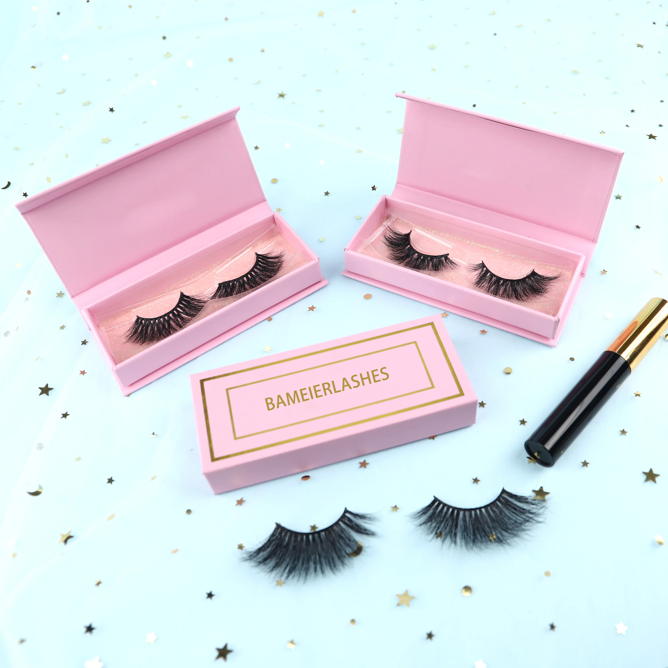 

3D Mink Eyelashes Vendor eyelash packaging box Wholesale, Natural black