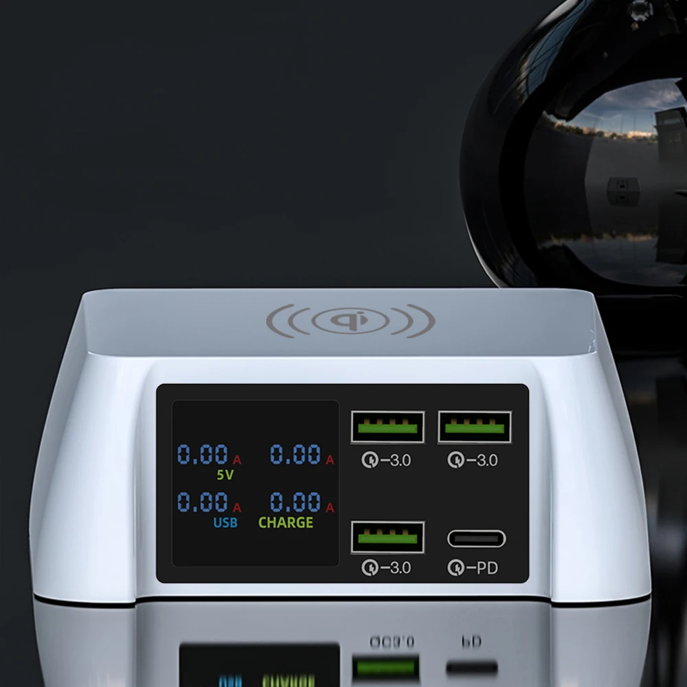 

Qi Wireless USB Charger 100W LED Display Quick Charge Fast Multi Port Charger Station For iPhone Samsung Huawei