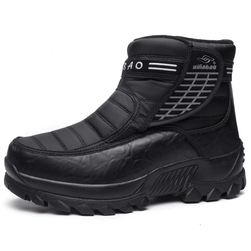 

Factory Made Winter Outdoor Waterproof Anti-slip Hiking Boots Wear-resistant Keep Warm Men's Snow Boots, Black