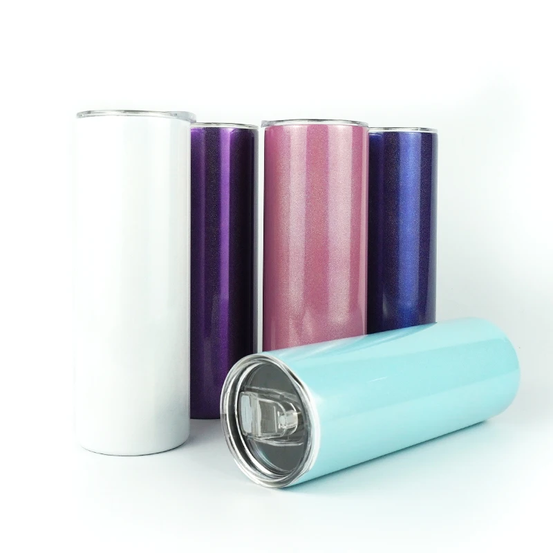 

Black Glitter 20 oz Insulated Stainless Steel Skinny Tumblers With Lid And Straw, Customized colors acceptable