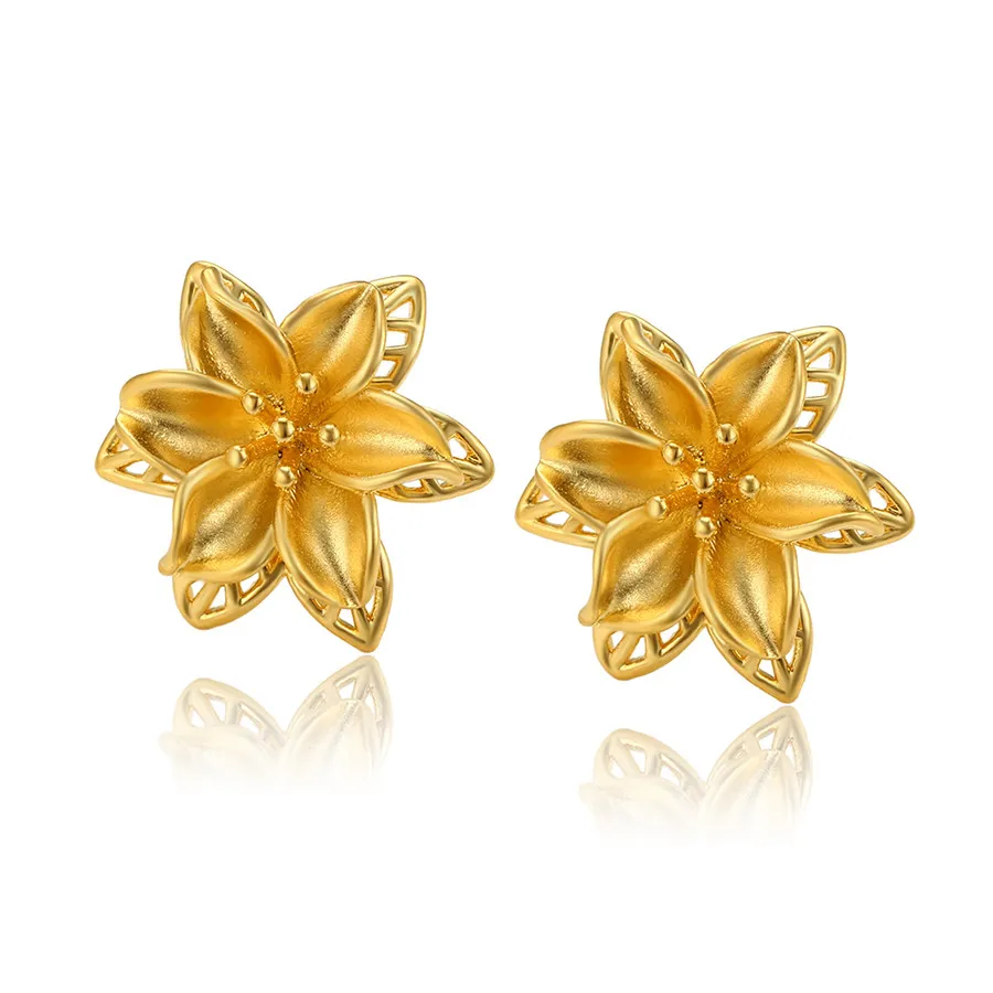 

A00658556 xuping Customized 24K gold-plated wisps of multi-layer petals elegant and simple peach blossom earrings