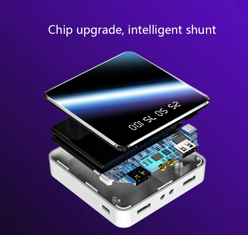 New Full Mirror Power Banks Digital Display 10000mah Mobile Phone Charger - ANKUX.COM
