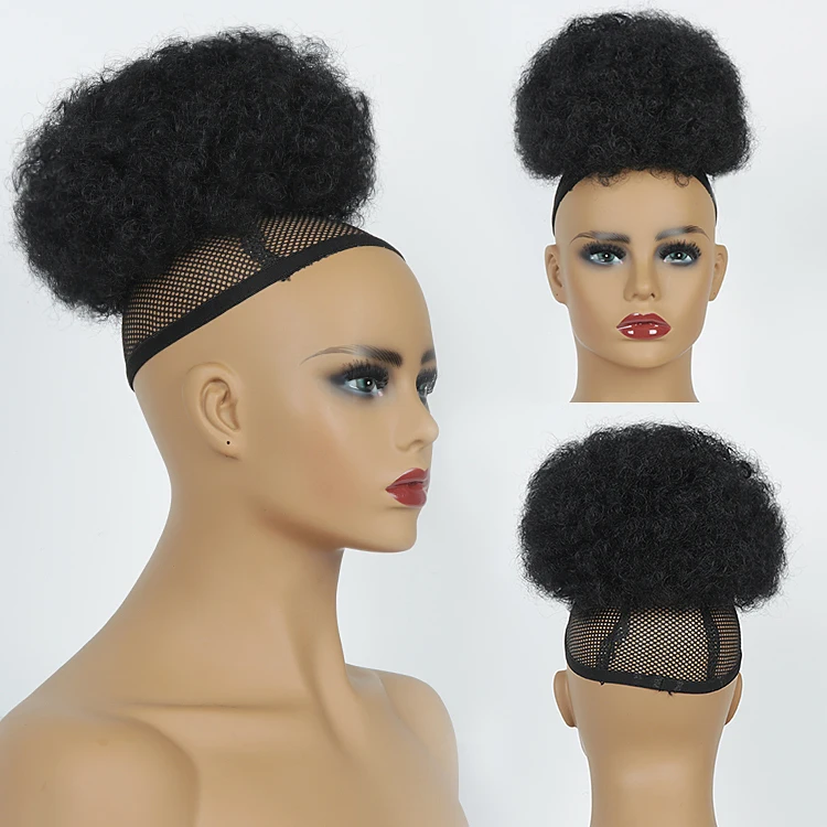 

Synthetic wig Hair Bun Chignon Kinky Curly Puff Short Afro Bun for black women