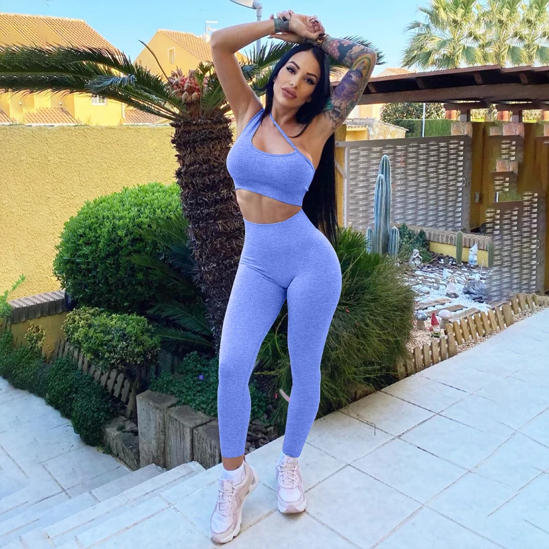 

Custom Women Clothing Leggings Fitness Seamless Yoga Set OEM Solid Yoga Sets AM875, Gray/blue/pink/red/green