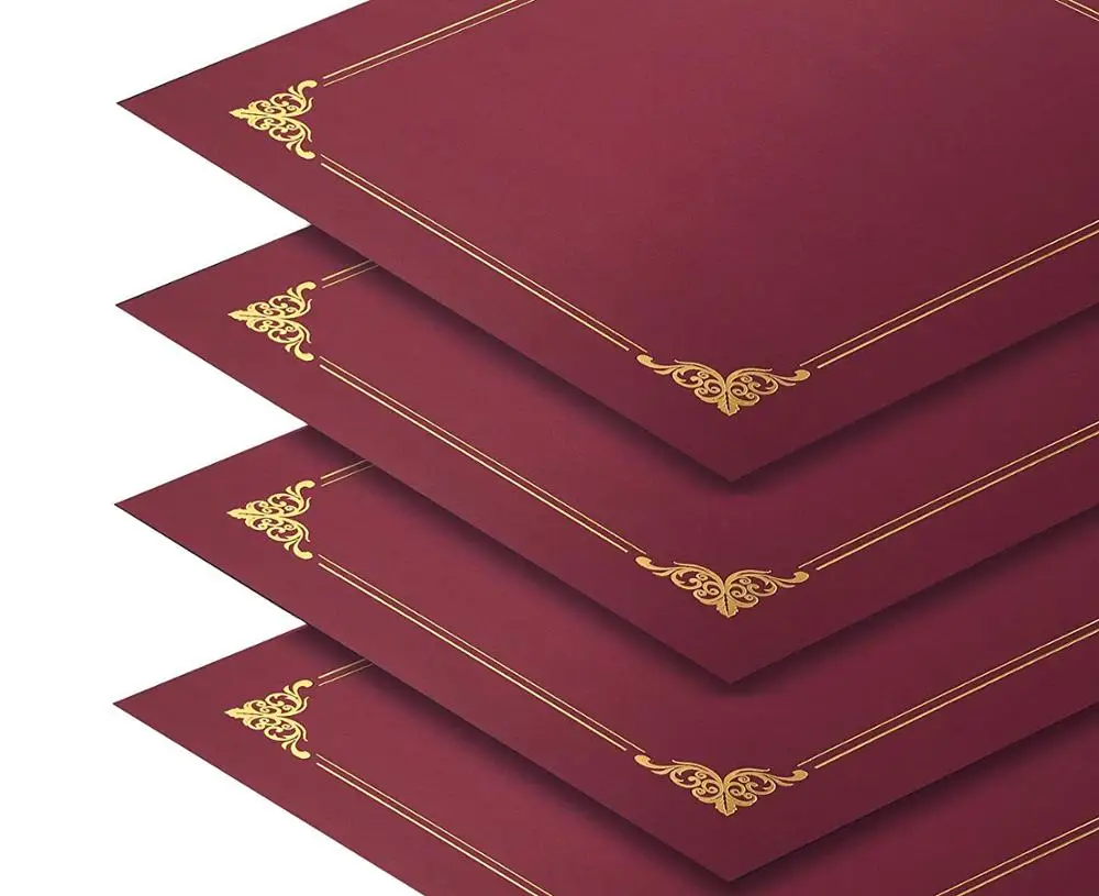 
25 Pack Red Certificate Holders Diploma Holders Document Covers with Gold Foil Border 