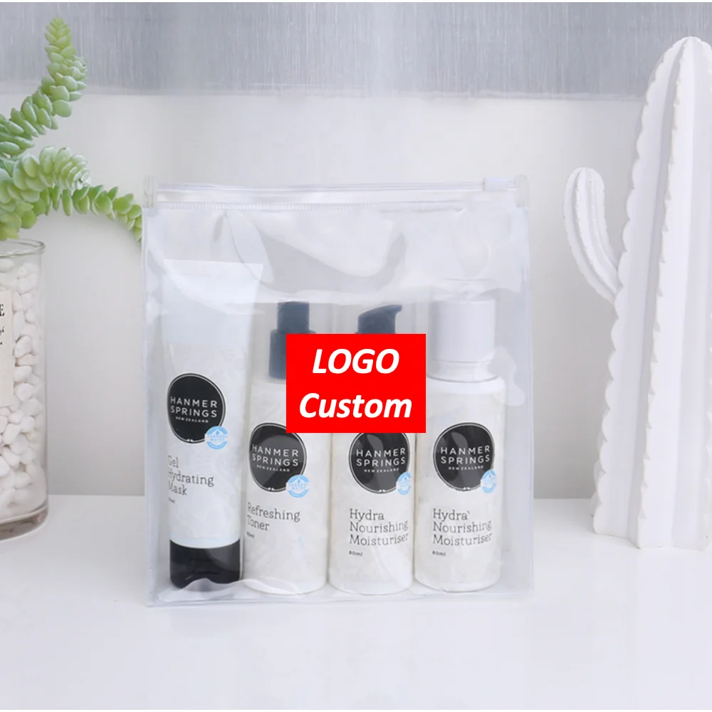 

Factory supply Low MOQ LOGO Custom transparent cosmetic bag