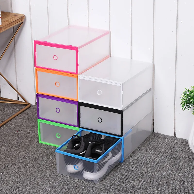 

Wholesale cheap simple convenient durable storage clear stackable plastic shoe box, Customized color