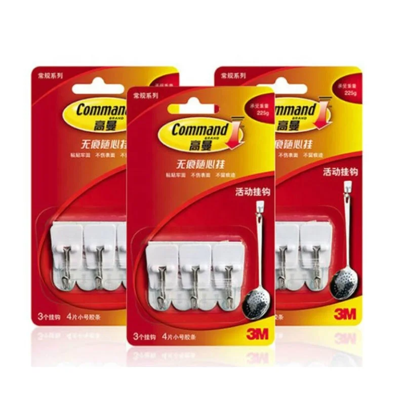 

3M 17067 Command plastic adhesive small wire wall hooks for bathroom, White