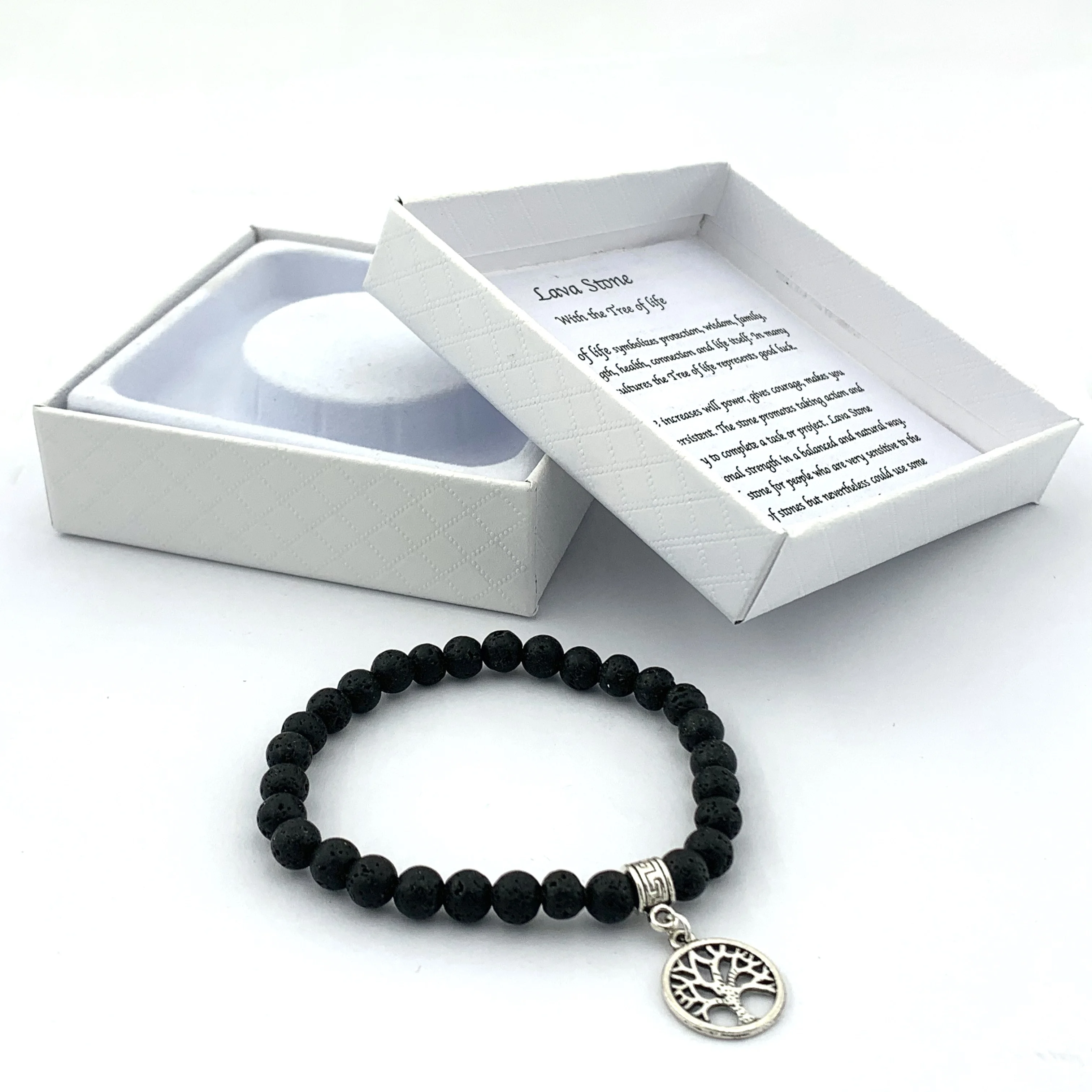 

Giftbox and property description of the stone free display box Gemstone bracelet with charm Tree of life