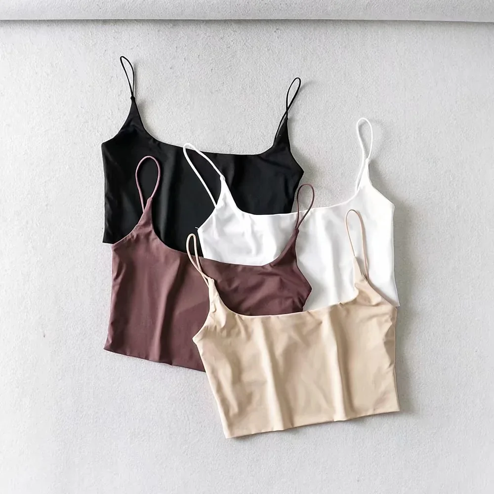 

Custom Logo Women's Basic Breathable Clothing Sexy Double Layer Square Collar Tank Tops, Picture