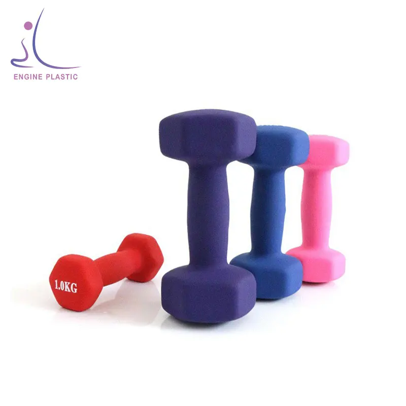 

ENGINE Solid Cast Iron Fitness Equipment Weight Training 1kg 5kg 10kg Neoprene Coated Rubber Hex Dumbbell, Black,red,blue,purple,pink.