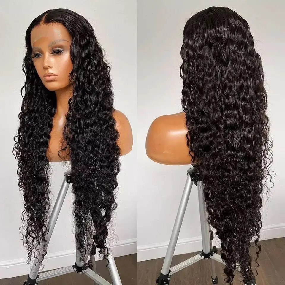 

wholesale 30 32 Inch Water Wave Lace Front Wig Brazilian Lace Front Human Hair Wigs For Women 4x4 Frontal Closure Wig