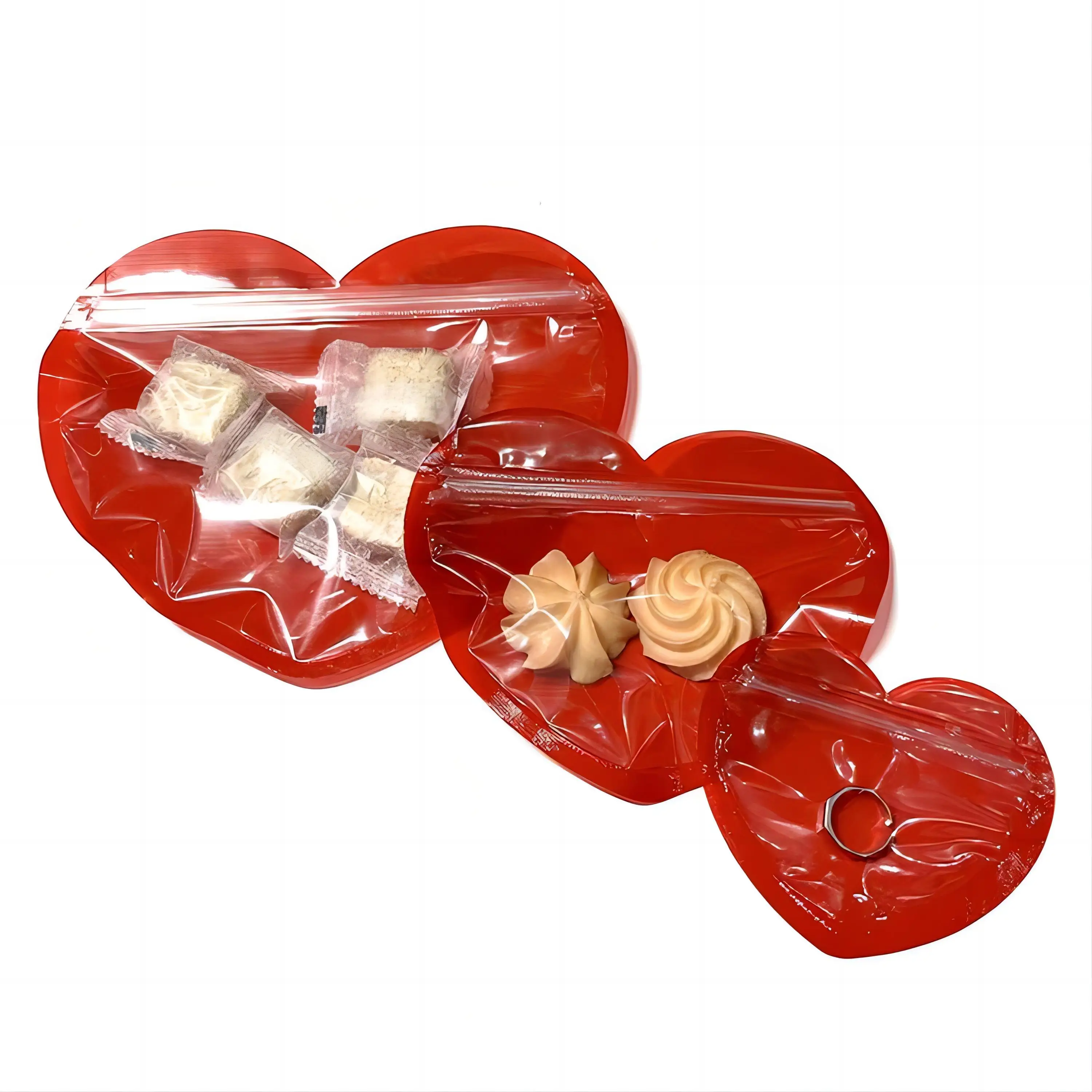 

Heart shaped Jewelry Gift Self sealing Resealable Ziplock Bag Candy Food Candy Packaging Bags