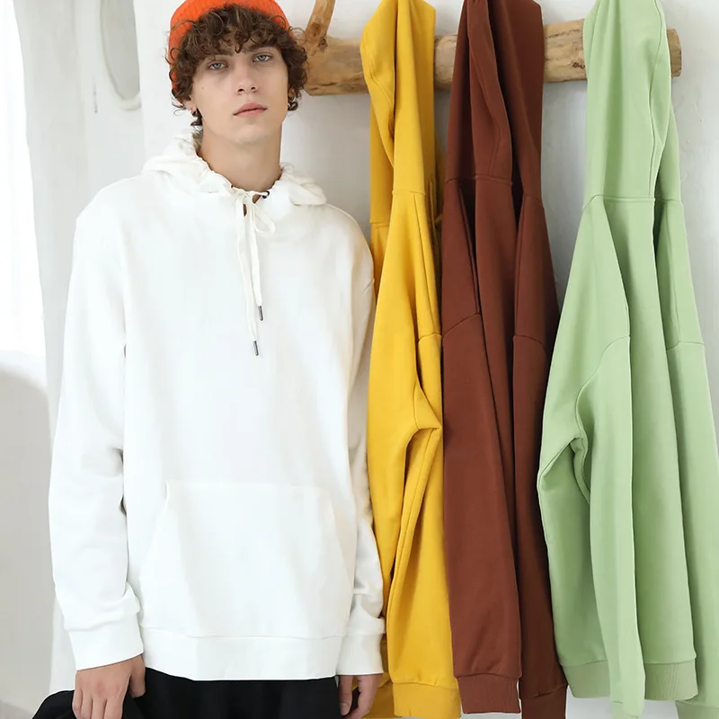

Long Sleeve Loose Hooded Solid Color Thickening With Velvet Custom Printed Logo Plus Size 4xl Hoodie, White, green, black, gray-blue, bright red, pink, brown