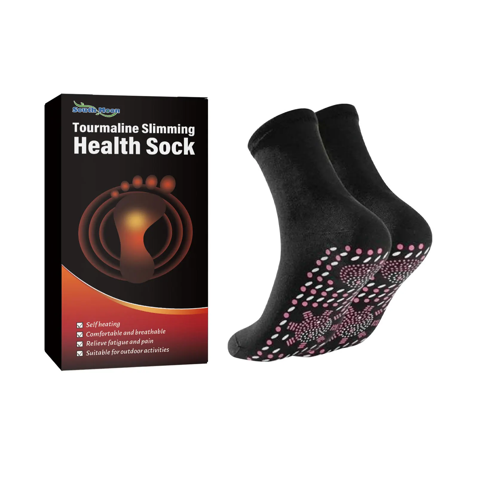 Wholesale tourmaline acupressure self-heating shaping lymphvity slimming health magnetic therapy self heating socks