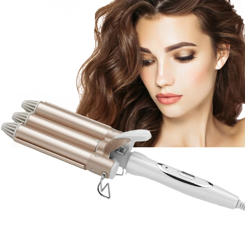 

Adjustable Portable Hair Curler Triple Barrels Ceramic Tourmaline Fast Heating Curling Wand