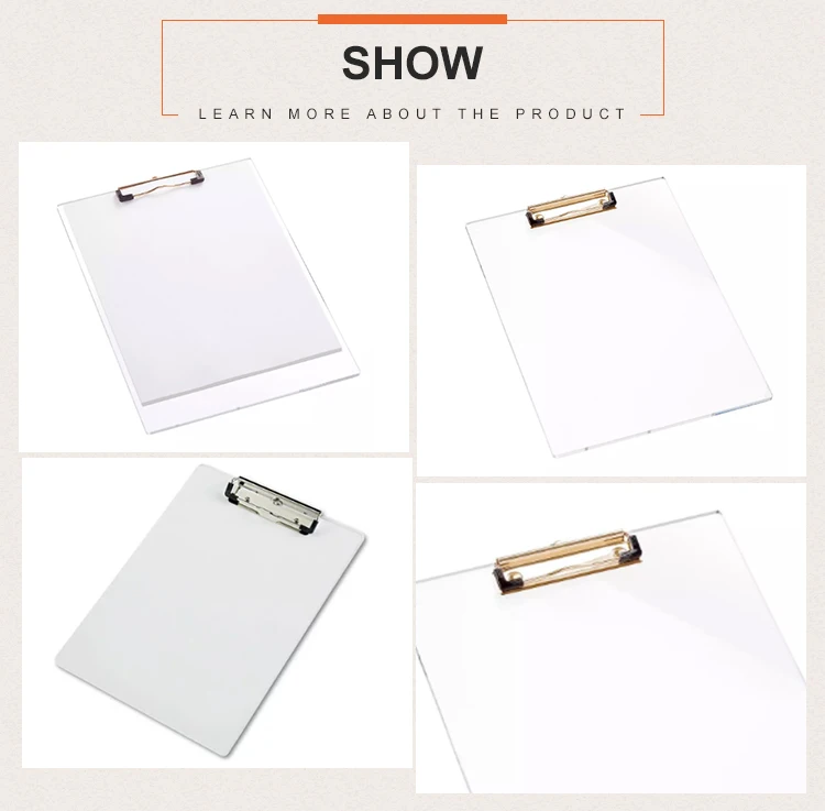 High Quality Low Price Decorative Clipboards School Office Use Acrylic