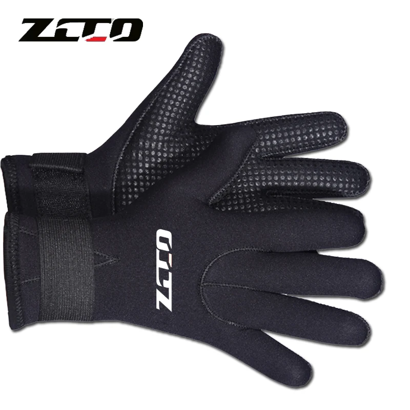 

ZCCO Warm Wetsuit Gloves for Diving Snorkeling Paddling Surfing Kayaking Canoeing Spearfishing 3mm Neoprene Sports Gloves, Black with dark gray wire